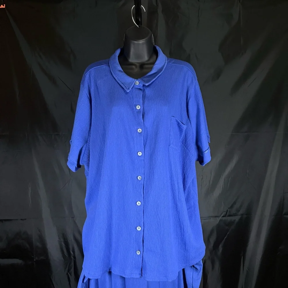 Belle Two-Piece Blue Blouse & Shorts Set – Size 2X - Picture 10 of 15